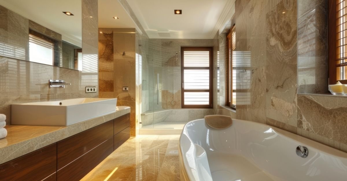 elegant bathroom design with spa bath