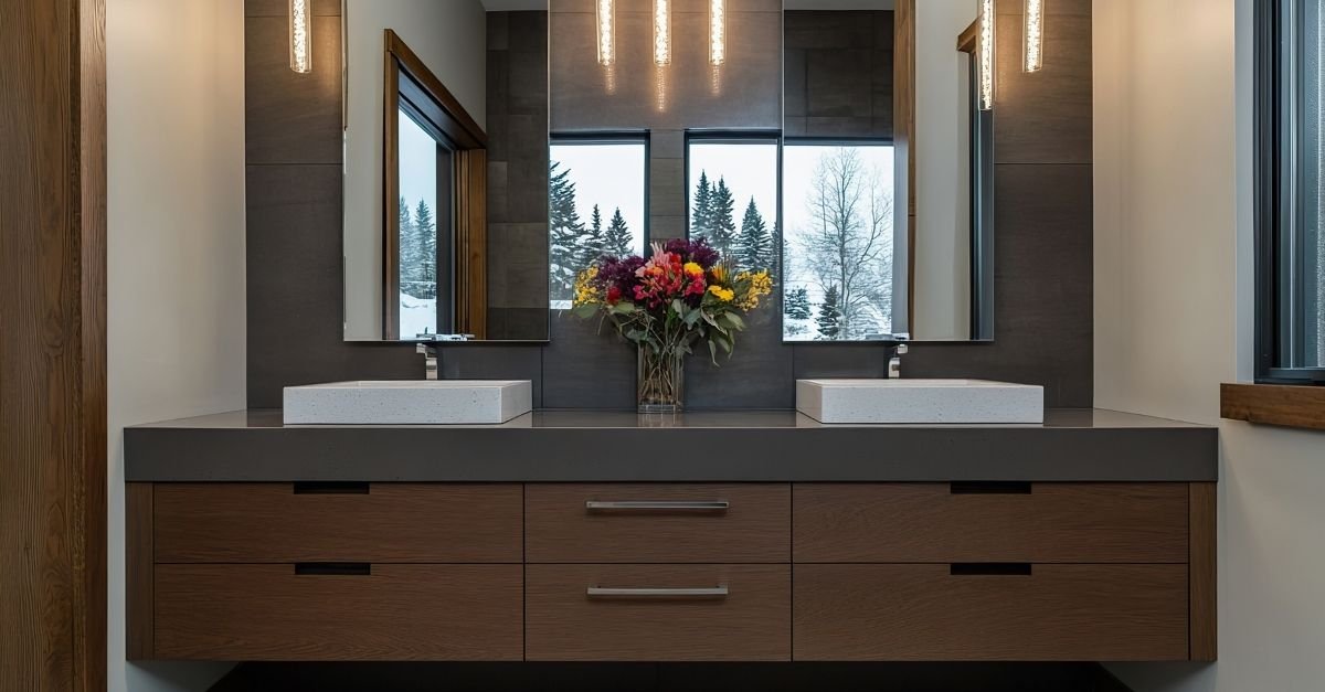 floating vanity in bathroom