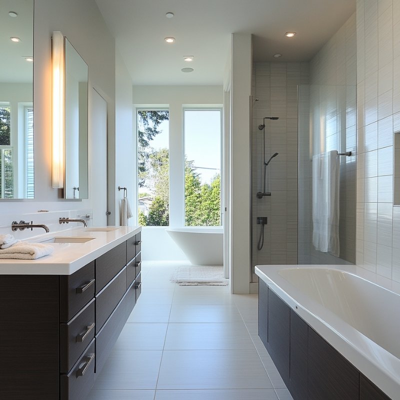 modern naperville bathroom remodel with custom tile